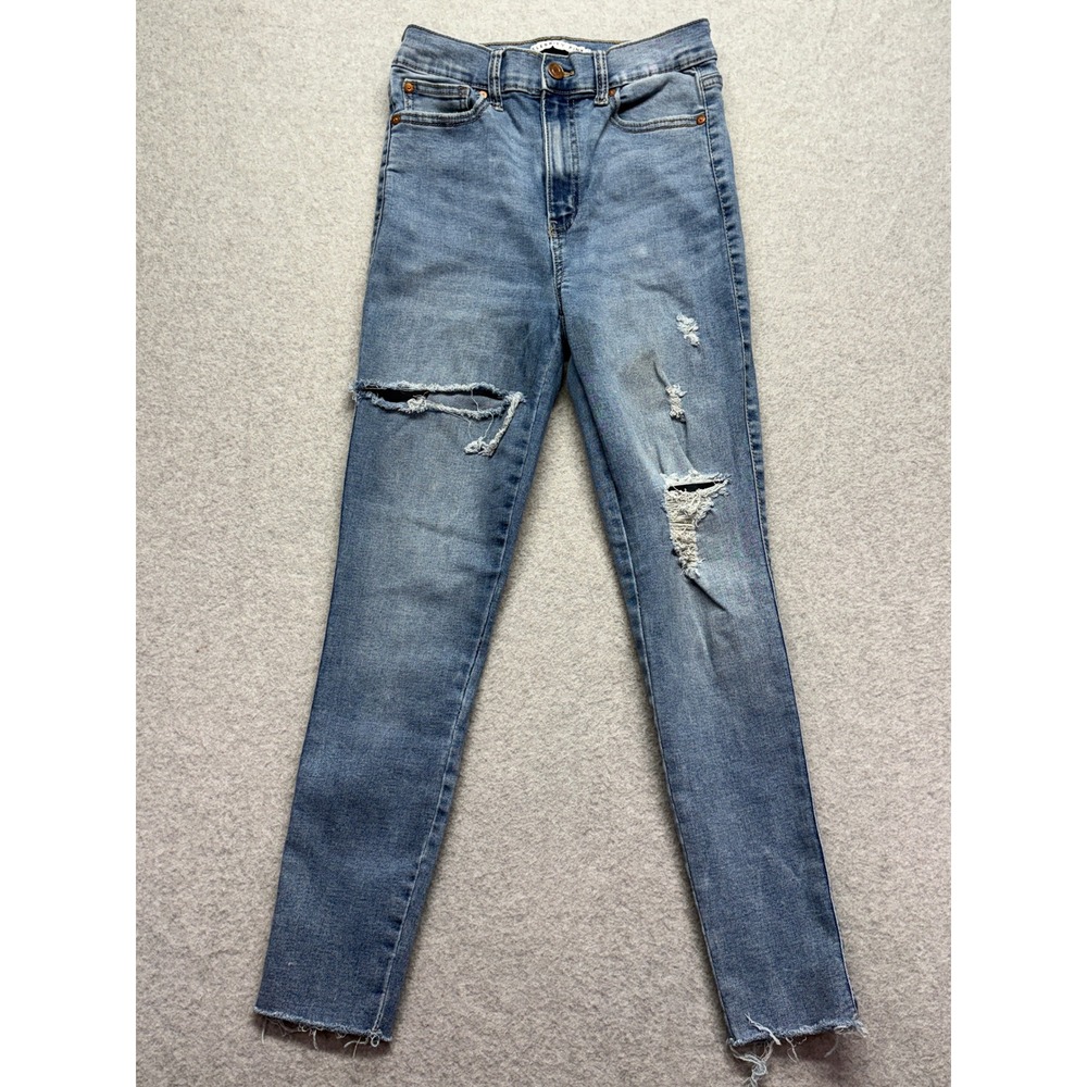Celebrity Pink High Rise Skinny Jeans‎ Medium Wash Distressed Raw Hem Size 5/27